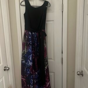 Tahari Black and Floral Maxi Dress